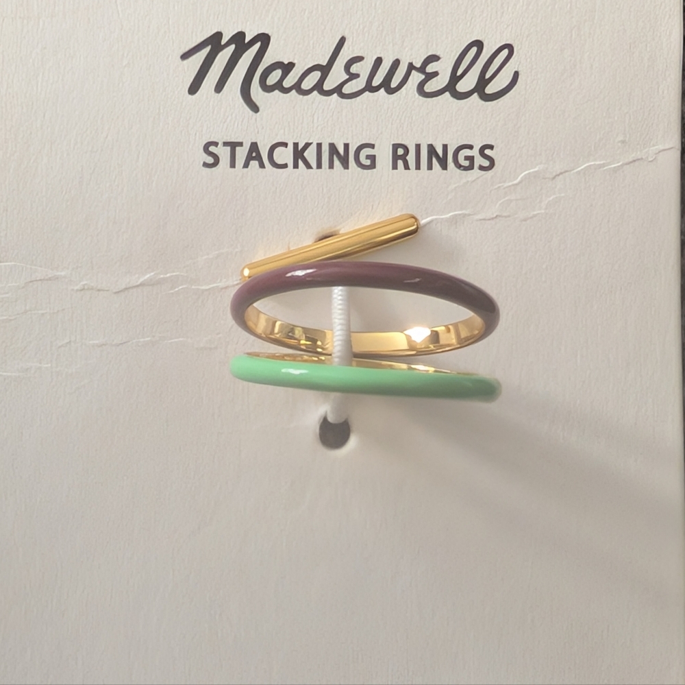 Madewell Gold, Purple, and Green Stacking Rings